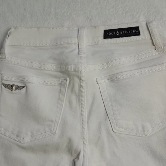 Rock & Republic Kendall White Denim Slim Jeans Size 2 - Picture 4 of 10